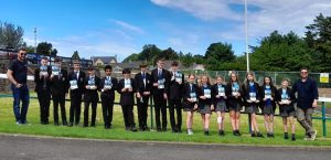 Students taking part in a town tour
