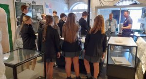Students taking part in a town tour
